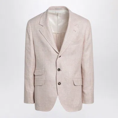 BRUNELLO CUCINELLI BRUNELLO CUCINELLI  PAPAYA-COLORED PRINCE OF WALES JACKET