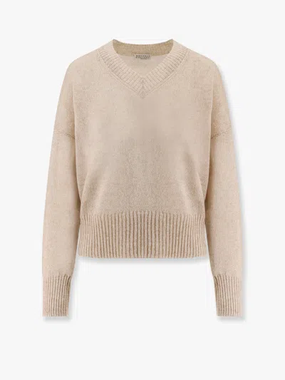 BRUNELLO CUCINELLI PAPER YARN AND MOHAIR SWEATER WITH LUREX EFFECT