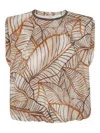 Brunello Cucinelli Papyrus Print Top With Monili
