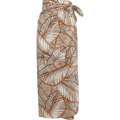 Brunello Cucinelli Leaf-print Wrap Skirt In Multi