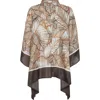 Brunello Cucinelli Silk Papyrus Poncho Blouse In Brown