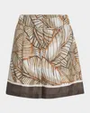 Brunello Cucinelli Papyrus Print Ponge Silk Pull-on Shorts