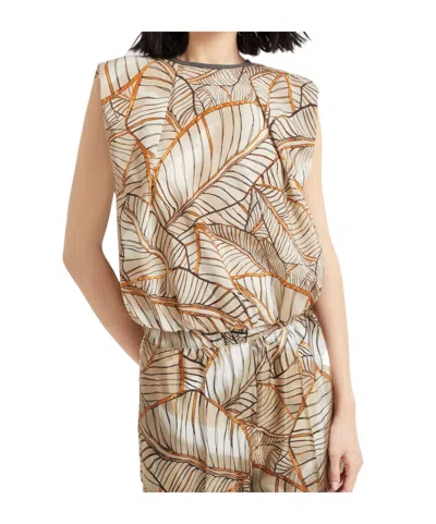 Brunello Cucinelli Papyrus-print Blouse In Neutral