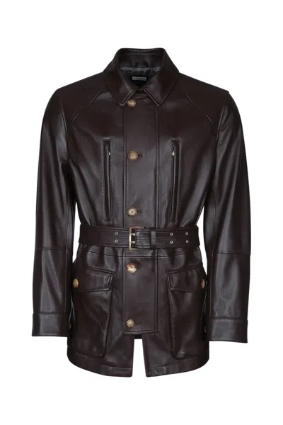 Brunello Cucinelli Parka Belted Waist Front Pockets In Black