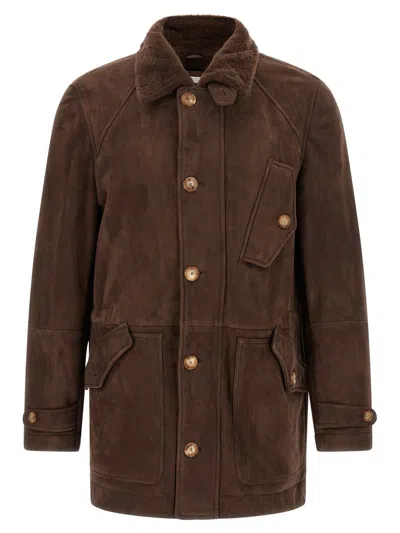 Brunello Cucinelli Parka Model Sheepskin Jacket Puffer Jackets Brown