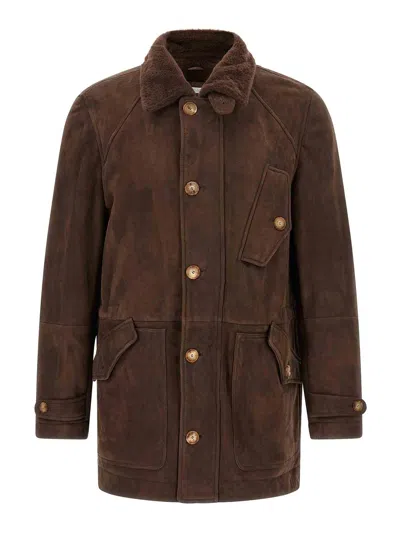Brunello Cucinelli Shearling Jacket In Brown