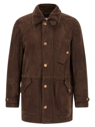 BRUNELLO CUCINELLI PARKA MODEL SHEEPSKIN JACKET PUFFER JACKETS BROWN
