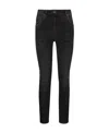 Brunello Cucinelli Slim Pants In Stretch Denim With Shiny Leather Tab In Black