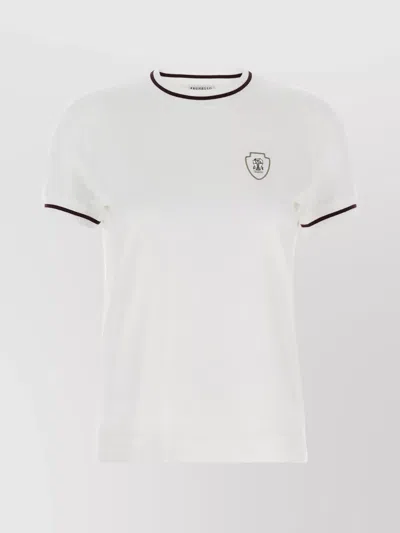 Brunello Cucinelli Patch Logo T-shirt With Contrast Trim