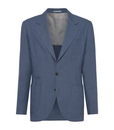 Brunello Cucinelli Patch-pocket Blazer In Blue