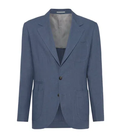 Brunello Cucinelli Patch-pocket Blazer In Indigo