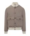 Brunello Cucinelli Patch-pocket Bomber Jacket In Gray