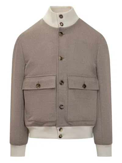 Brunello Cucinelli Patch-pocket Bomber Jacket In Pink