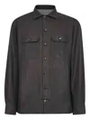Brunello Cucinelli Patch-pocket Buttoned Shirt In Brown