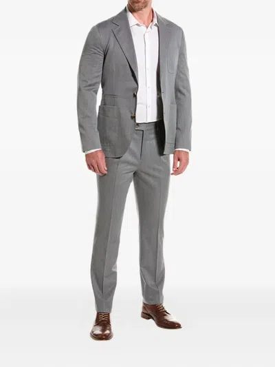 Brunello Cucinelli Patch-pocket Cotton Suit In Gray