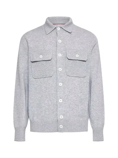 Brunello Cucinelli Men's Cashmere Overshirt In Grey