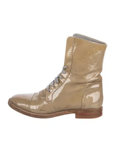 Pre-owned Brunello Cucinelli Patent Leather Boots In Brown