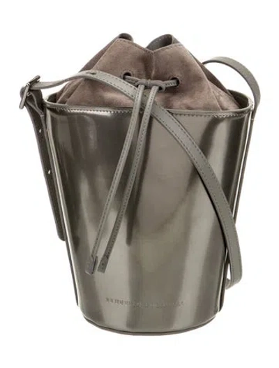 Pre-owned Brunello Cucinelli Patent Leather Bucket Bag In Gray