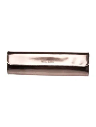 Pre-owned Brunello Cucinelli Patent Leather Clutch In Neutral