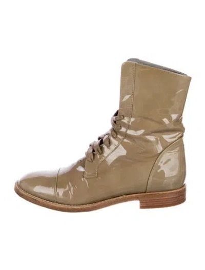 Pre-owned Brunello Cucinelli Patent Leather Combat Boots In Multi