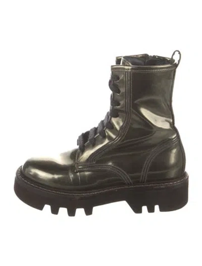Pre-owned Brunello Cucinelli Patent Leather Combat Boots In Neutral
