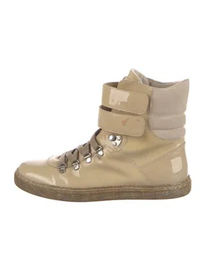 Pre-owned Brunello Cucinelli Patent Leather Lace-up Boots In Neutral