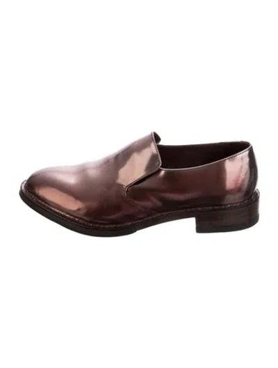 Pre-owned Brunello Cucinelli Patent Leather Loafers In Metallic/pink