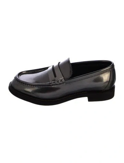 Pre-owned Brunello Cucinelli Patent Leather Loafers In Silver