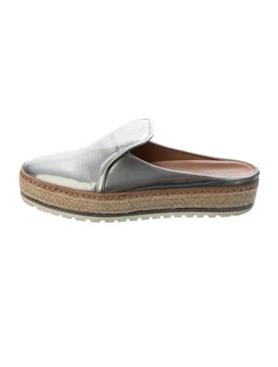 Pre-owned Brunello Cucinelli Patent Leather Mules In Grey/metallic