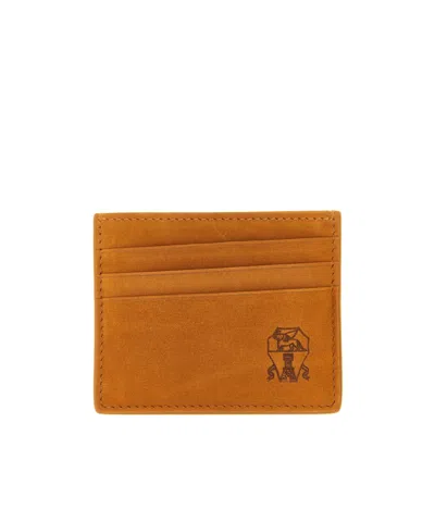 Brunello Cucinelli Pattern Card Holder In Brown
