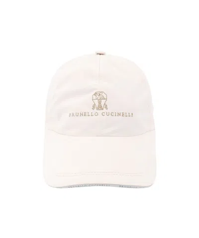 Brunello Cucinelli Pattern Hat In White