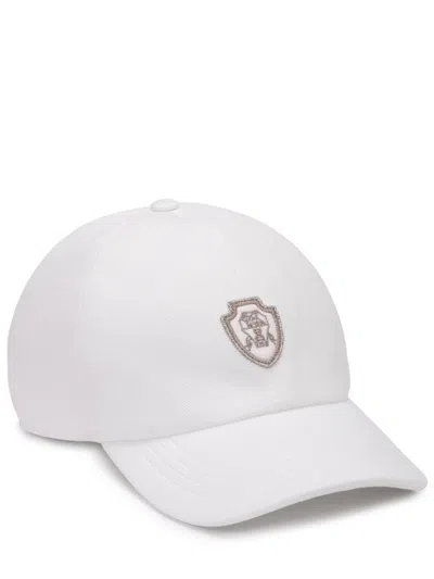 Brunello Cucinelli Patterned Baseball Cap In White