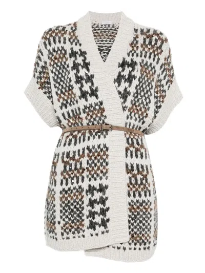 Brunello Cucinelli Prince Of Wales Opera Cardigan In Multi