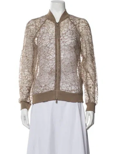 Pre-owned Brunello Cucinelli Patterned Bomber Jacket In Brown