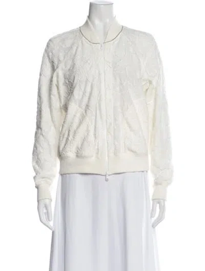 Pre-owned Brunello Cucinelli Patterned Bomber Jacket In Neutral