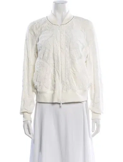 Pre-owned Brunello Cucinelli Patterned Bomber Jacket In Neutral