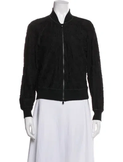 Pre-owned Brunello Cucinelli Patterned Bomber Jacket W/ Tags In Black