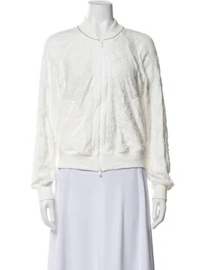 Pre-owned Brunello Cucinelli Patterned Bomber Jacket In White
