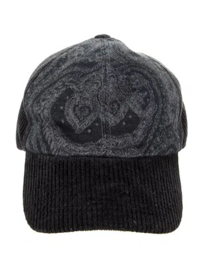 Pre-owned Brunello Cucinelli Patterned Cotton Baseball Hat In Black