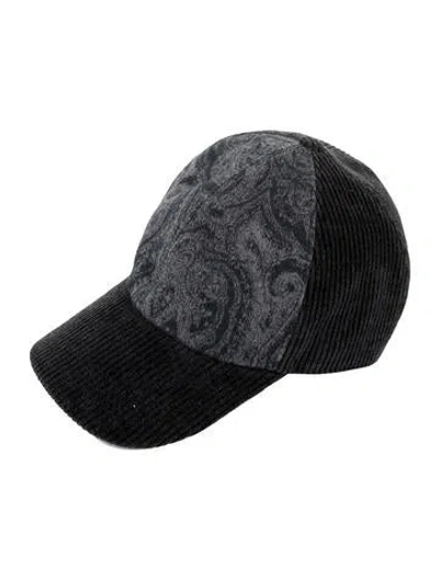 Pre-owned Brunello Cucinelli Patterned Cotton Baseball Hat In Black