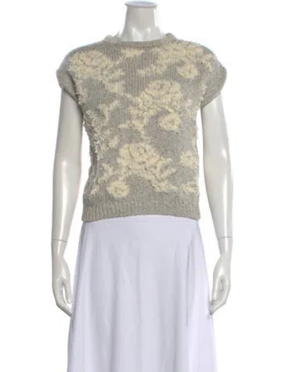 Pre-owned Brunello Cucinelli Patterned Crew Neck Sweater In Neutral