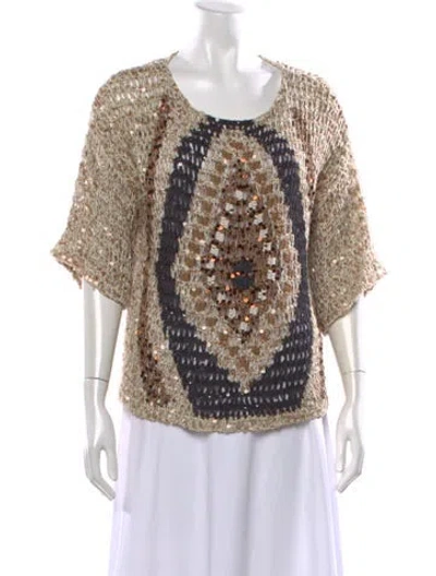 Pre-owned Brunello Cucinelli Patterned Crew Neck Sweater In Neutrals