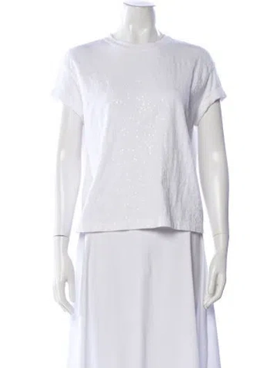 Pre-owned Brunello Cucinelli Patterned Crew Neck T-shirt In White