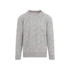 Brunello Cucinelli Geometric Alpaca Blend Sweater In Grey
