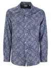 Brunello Cucinelli Patterned Curved Hem Shirt In Blue