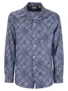 Brunello Cucinelli Patterned Curved Hem Shirt In Blue