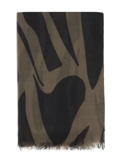 BRUNELLO CUCINELLI PATTERNED FRINGED SCARF