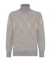 Brunello Cucinelli Geometric Jacquard Turtleneck Sweater In Gray