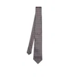 Brunello Cucinelli Beige Silk Tie With Geometric Pattern In Gray