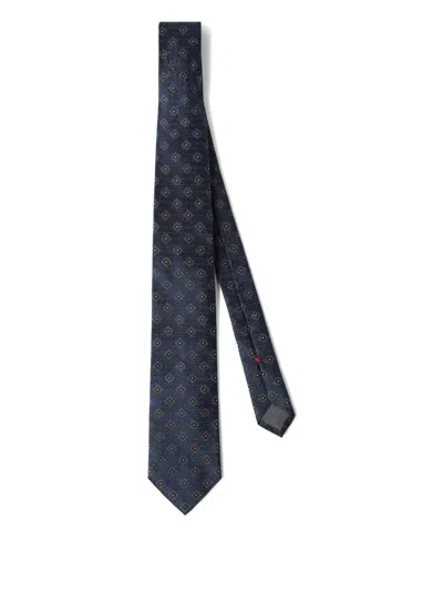 Brunello Cucinelli Stitched Contrast Tie Patterned Design In Blue